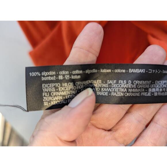 Zara Women Orange Casual Dress M Pullover Boho Floral Casual - Picture 6 of 7